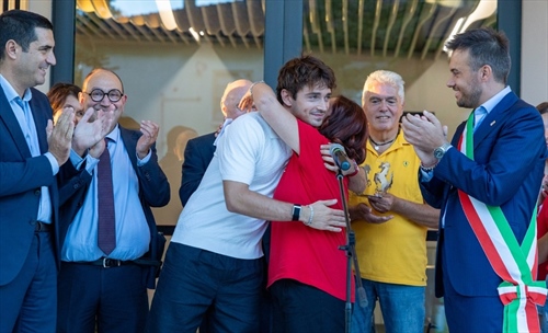Leclerc returns to Imola to open civic centre funded by his flood relief donation